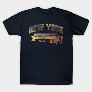 New York Open 24/7 Distressed Retro print T-Shirt